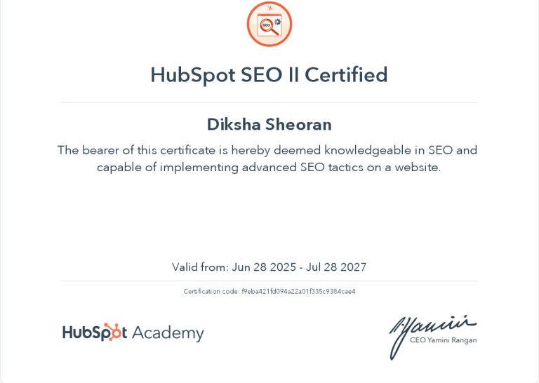 advanced seo certification from hubspot academy