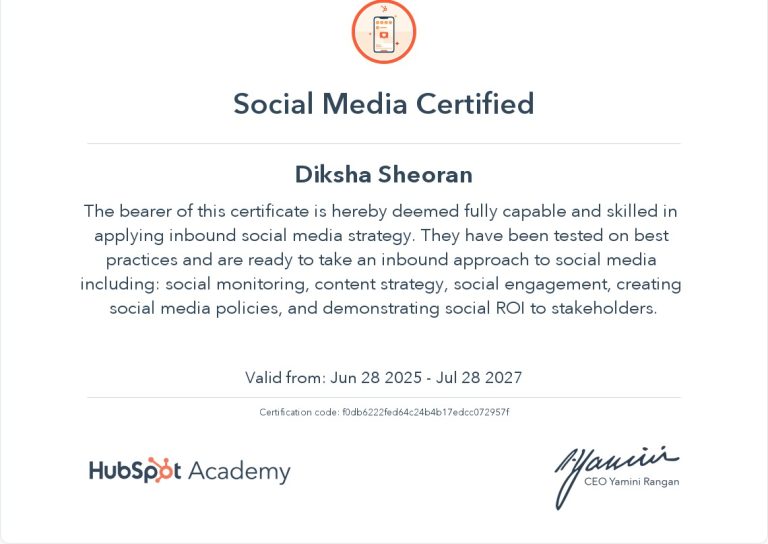 social media marketing certification from hubspot academy
